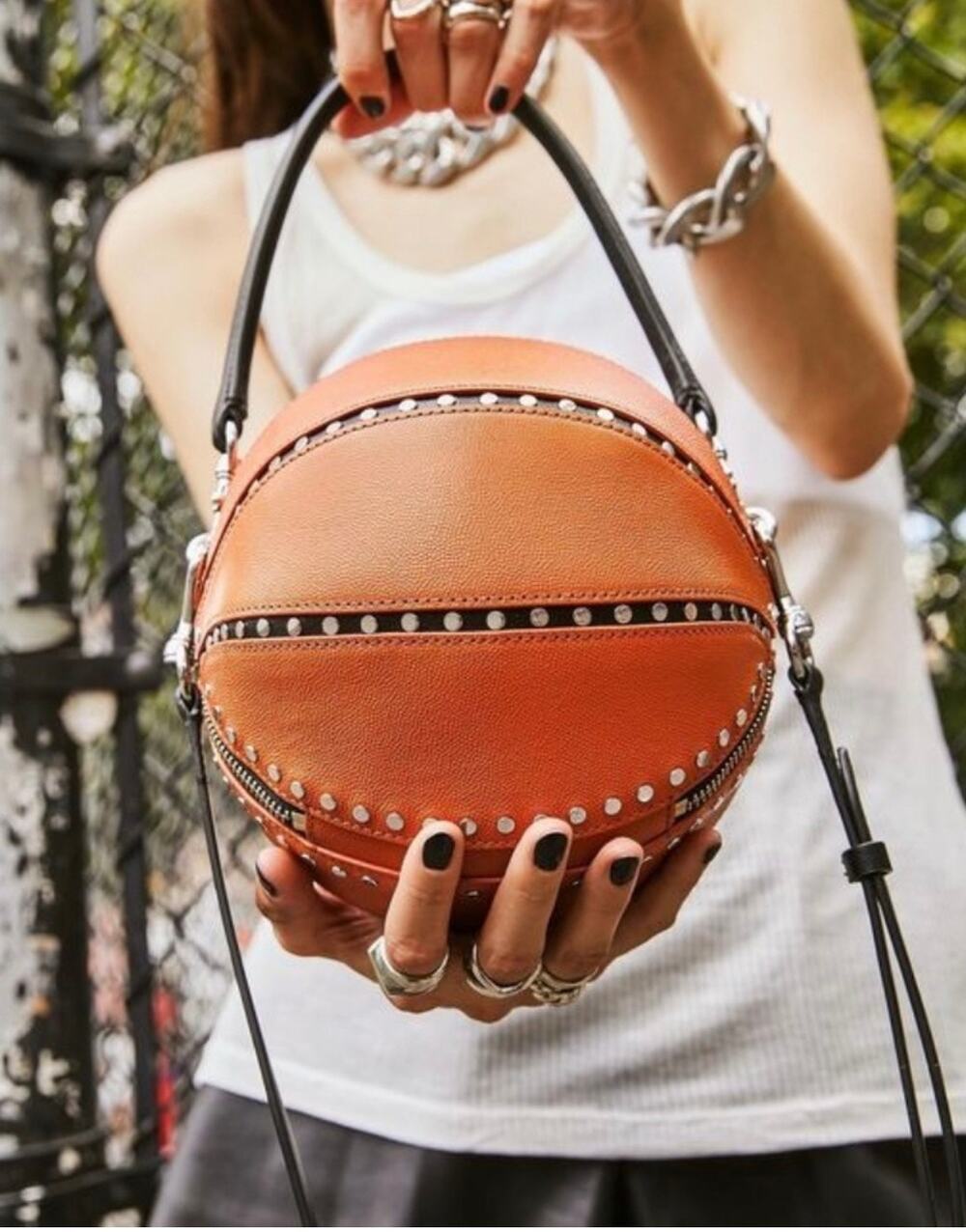 Rebecca Minkoff Basketball Bag Crossbody Purse NWT Mandarino Leather NBA Sporty
